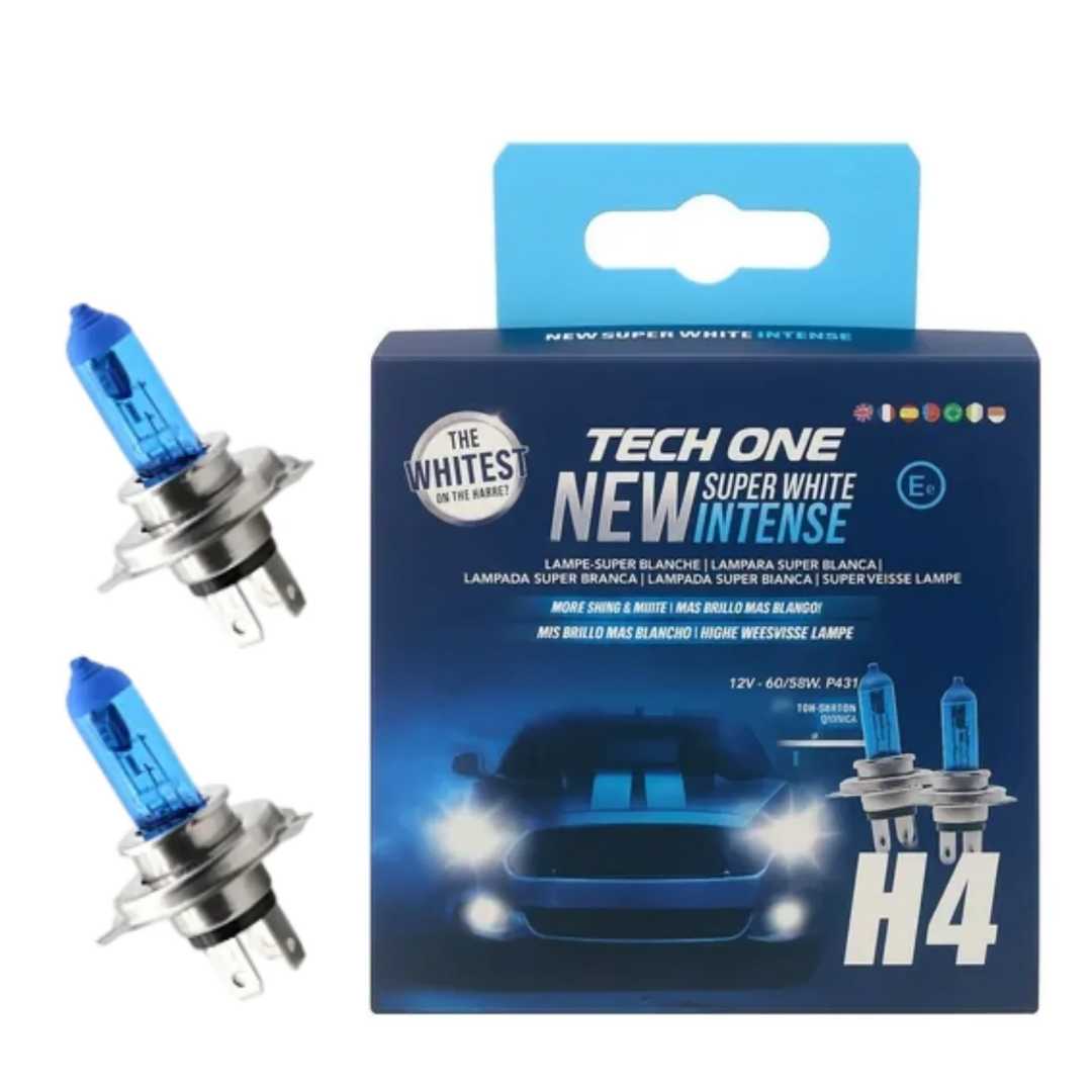 KIT LAMPADA SUPER BRANCA H4 55W TECH ONE